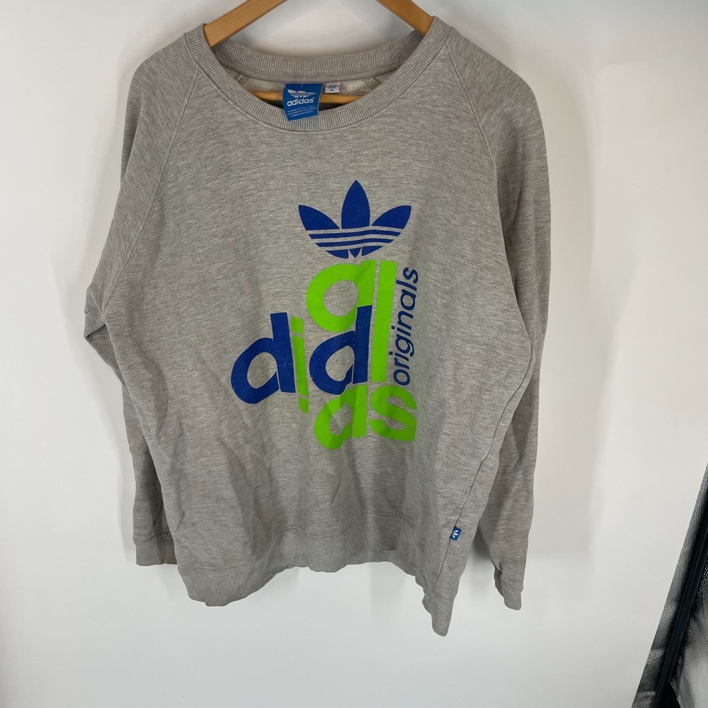 Vintage Adidas Originals Graphic Crewneck Raglan Sweatshirt Heather Gray Size XL